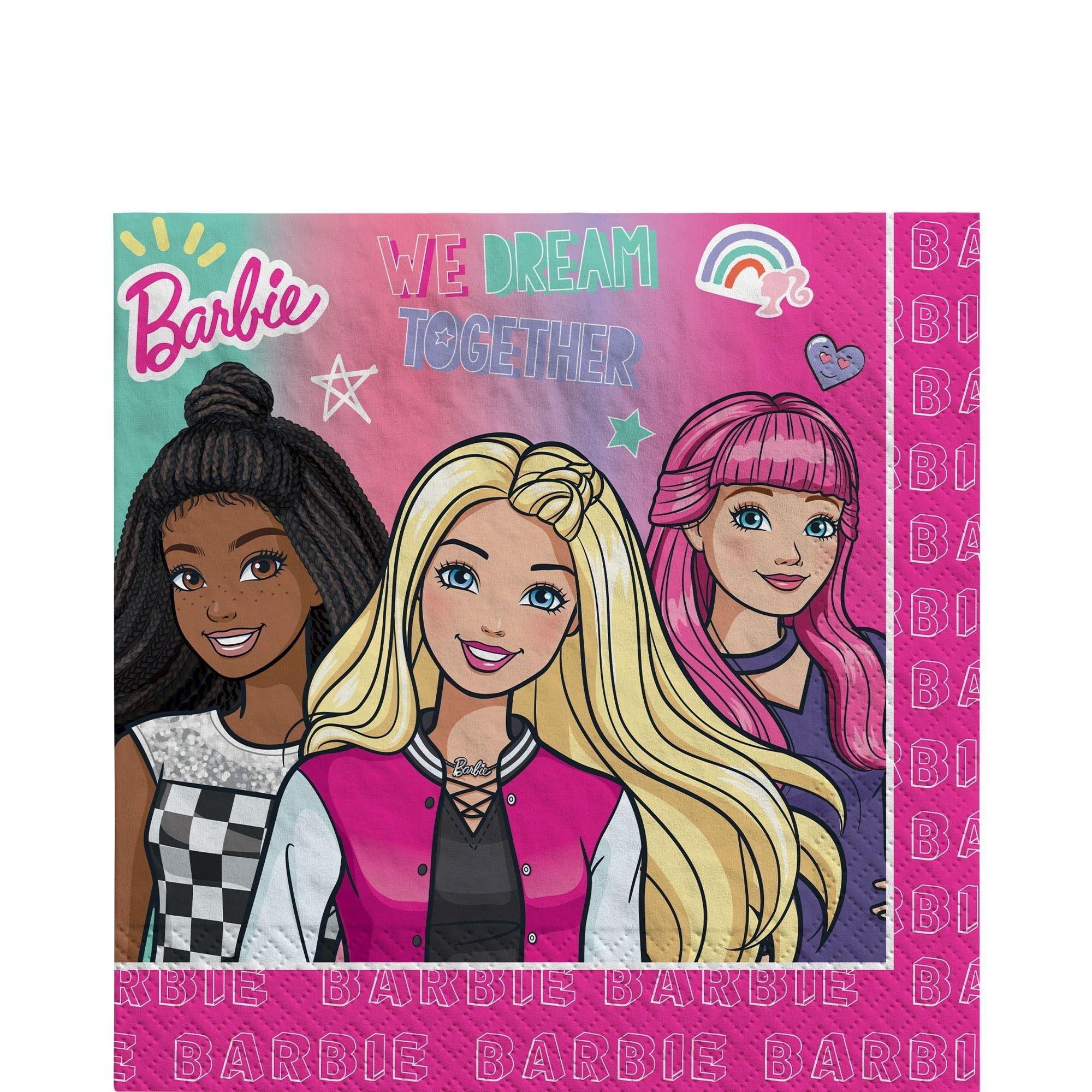 Barbie Dream Together Birthday Party Supplies Pack for 8 Guests - Kit Includes Plates, Napkins & Table Cover